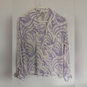 WORTHINGTON LAVENDER & WHITE BLOUSE S